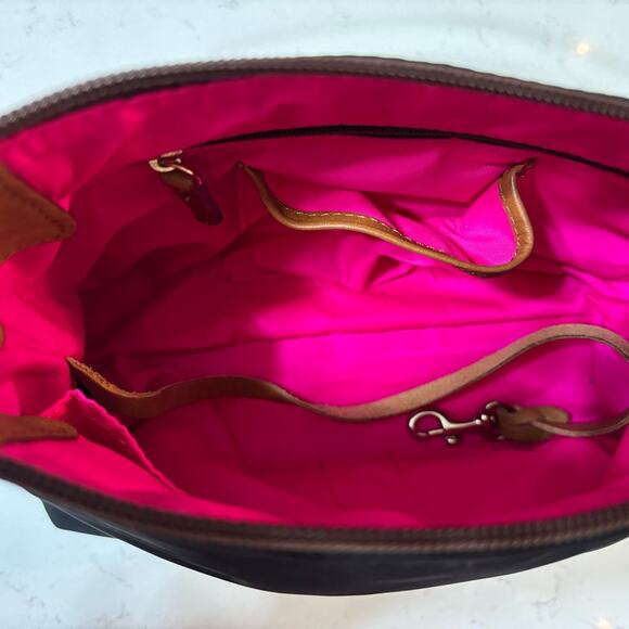 Dooney & Bourke Vintage Black Bag with Brown Embroidered Duck and Brass Hangtag - Picture 6 of 10